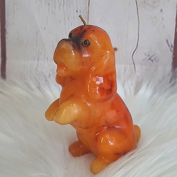 Vintage 70s Pair of Rainbow Wax Animal Candles Candle Frog Dog Spaniel Puppy - Picture 15 of 17